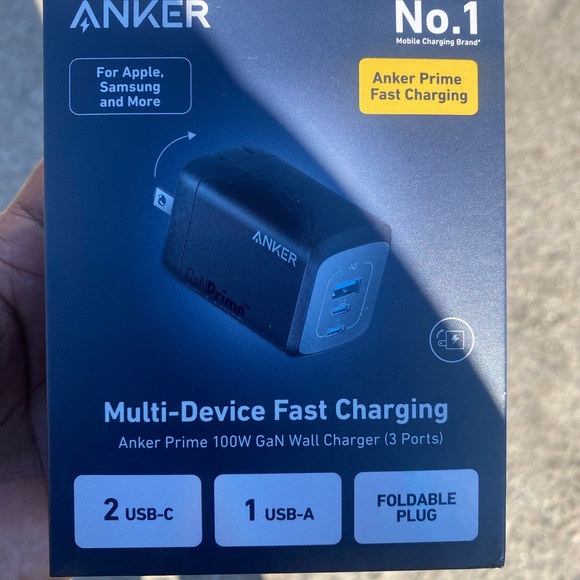 Anker Prime 100w GaN USB C Multi-Device Fast Charging 3-Port Wall Charger - NEW - Picture 2 of 4